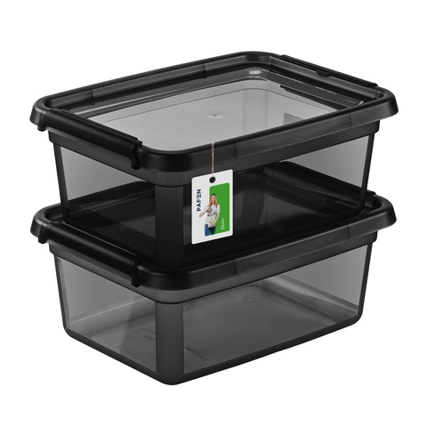 BaseStore Color 2522 Transparent black storage container set