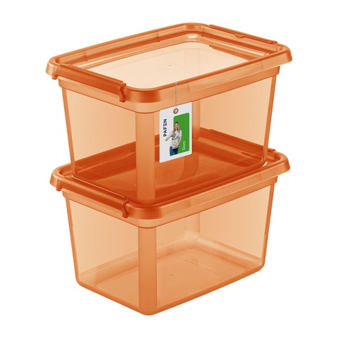 BaseStore Color 2552 Transparentes orangefarbenes Vorratsbehälter-Set