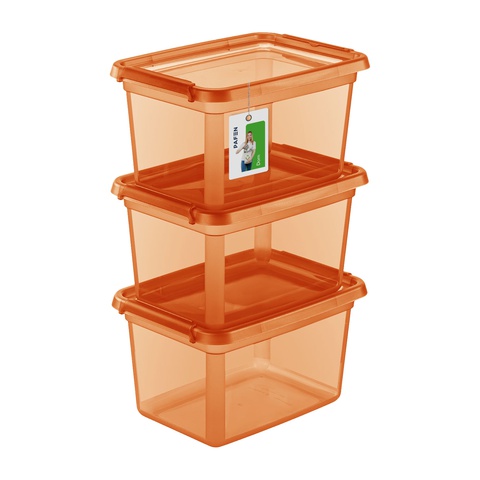 BaseStore Color 2552 Transparent orange storage container set
