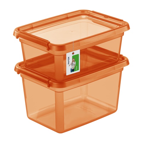 Zestaw pojemników do przechowywania BaseStore Color SET1 Transparent pomarańczowy