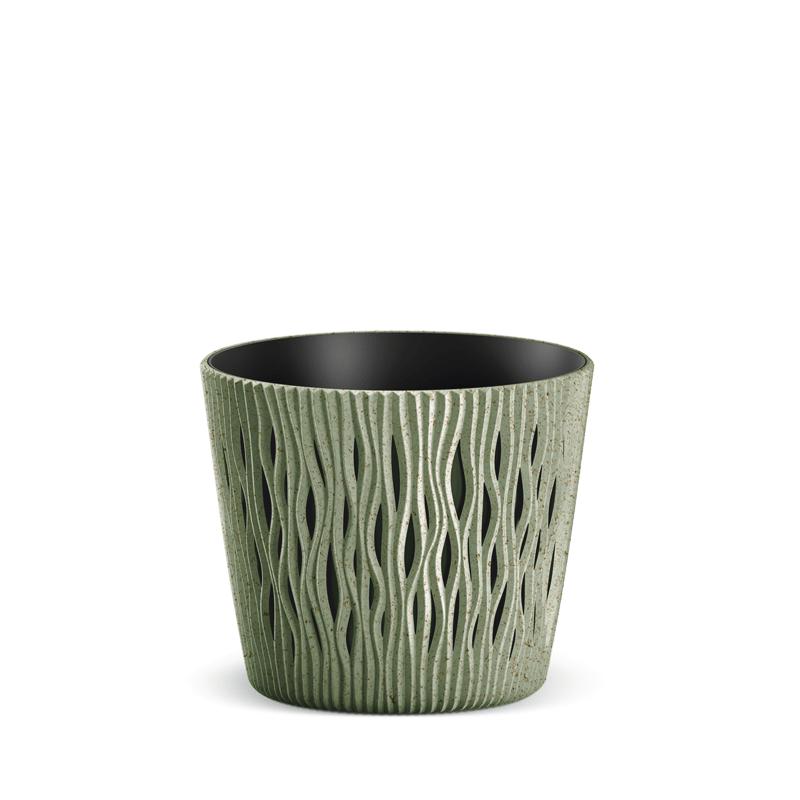 Sandy Round Eco Wood Flower Pot DSR130W ECO Green