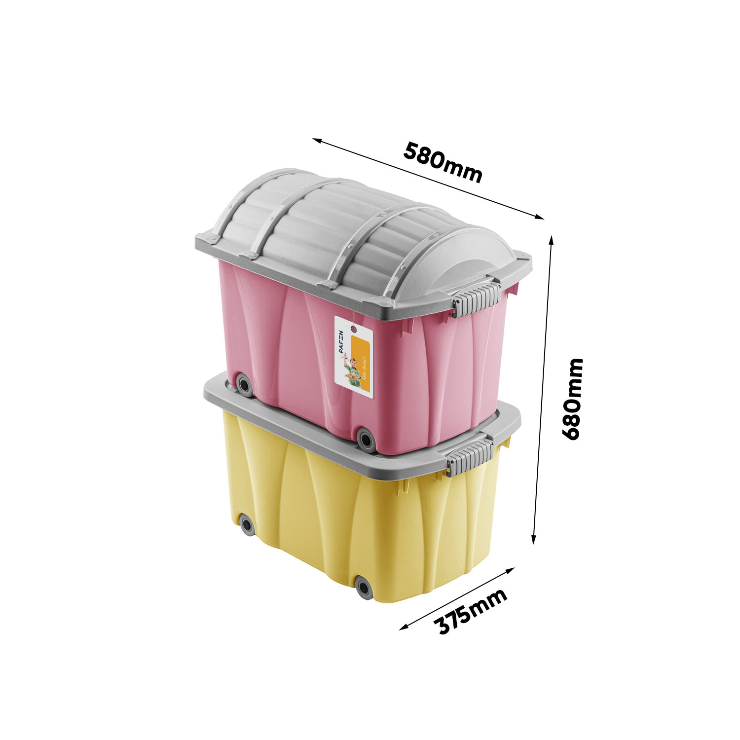 Wymiary Zestaw pojemników na zabawki ZES1 Kolorowy (1)