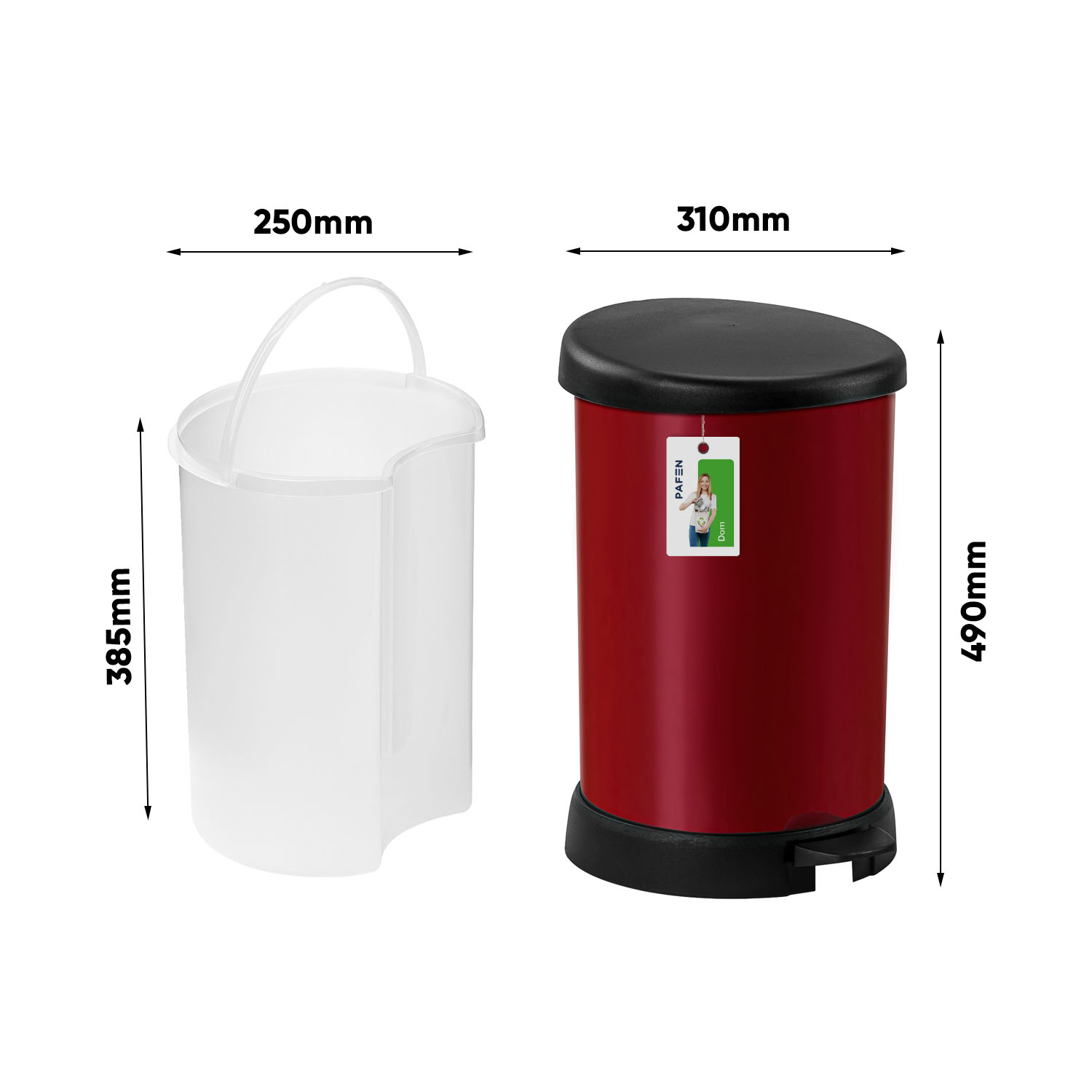 Wymiary Delor waste basket Red (1)