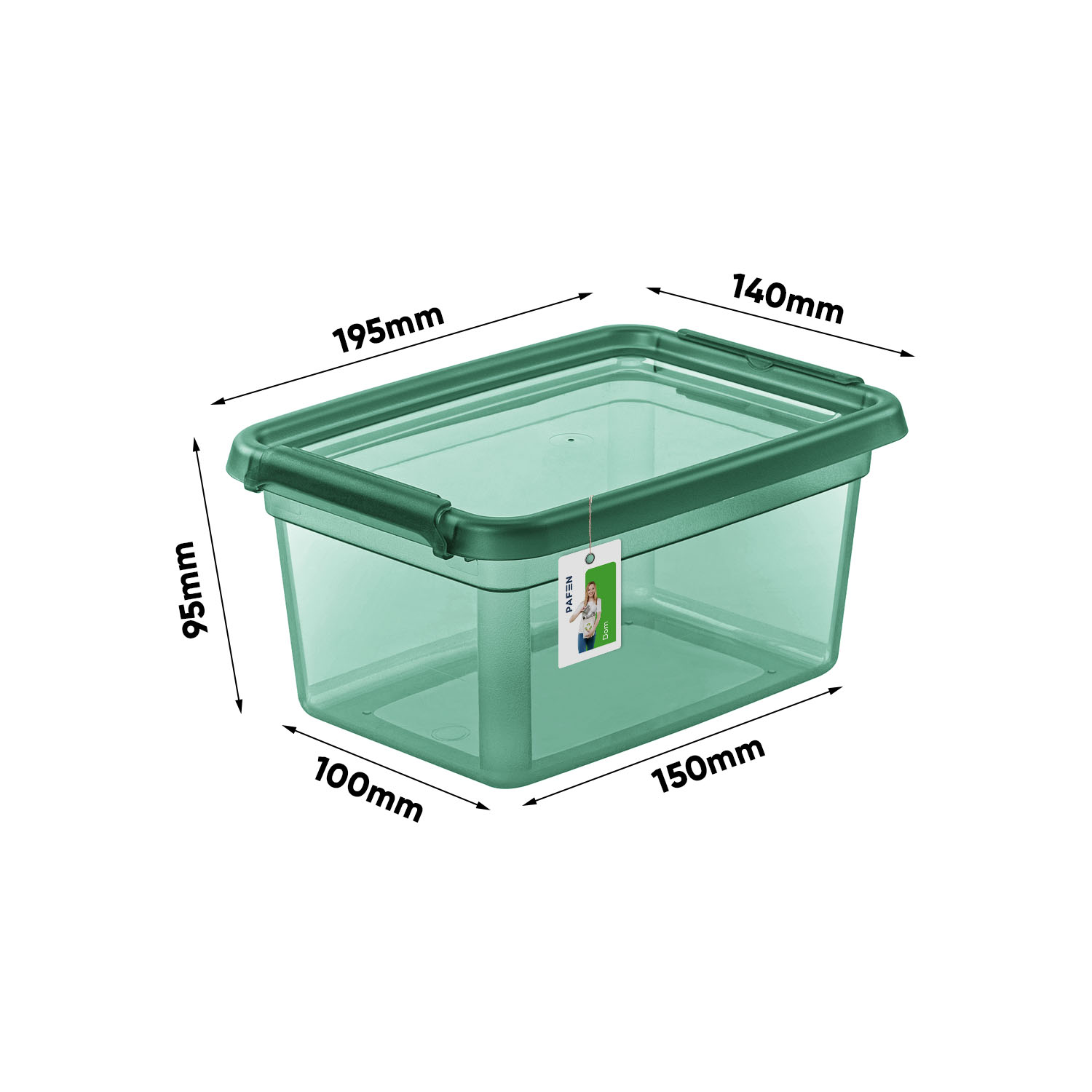 Wymiary Pojemnik do przechowywania BaseStore Color 2212 Transparent zielony (1)