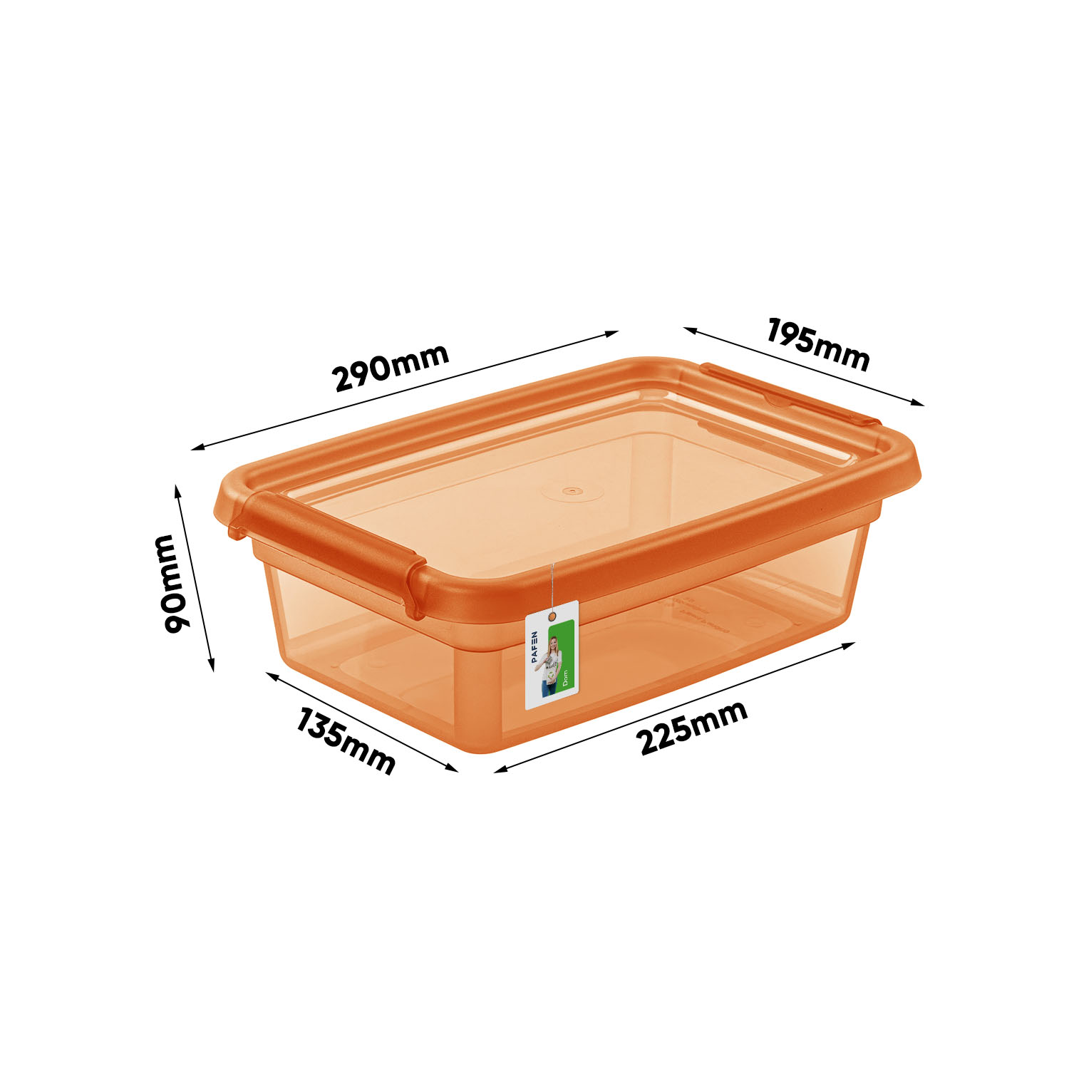 Wymiary Pojemnik do przechowywania BaseStore Color 2312 Transparent pomarańczowy (1)