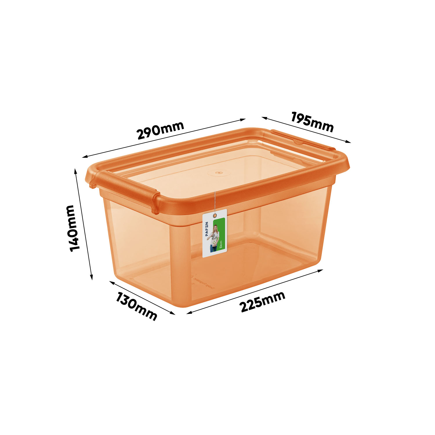 Wymiary Pojemnik do przechowywania BaseStore Color 2322 Transparent pomarańczowy (1)