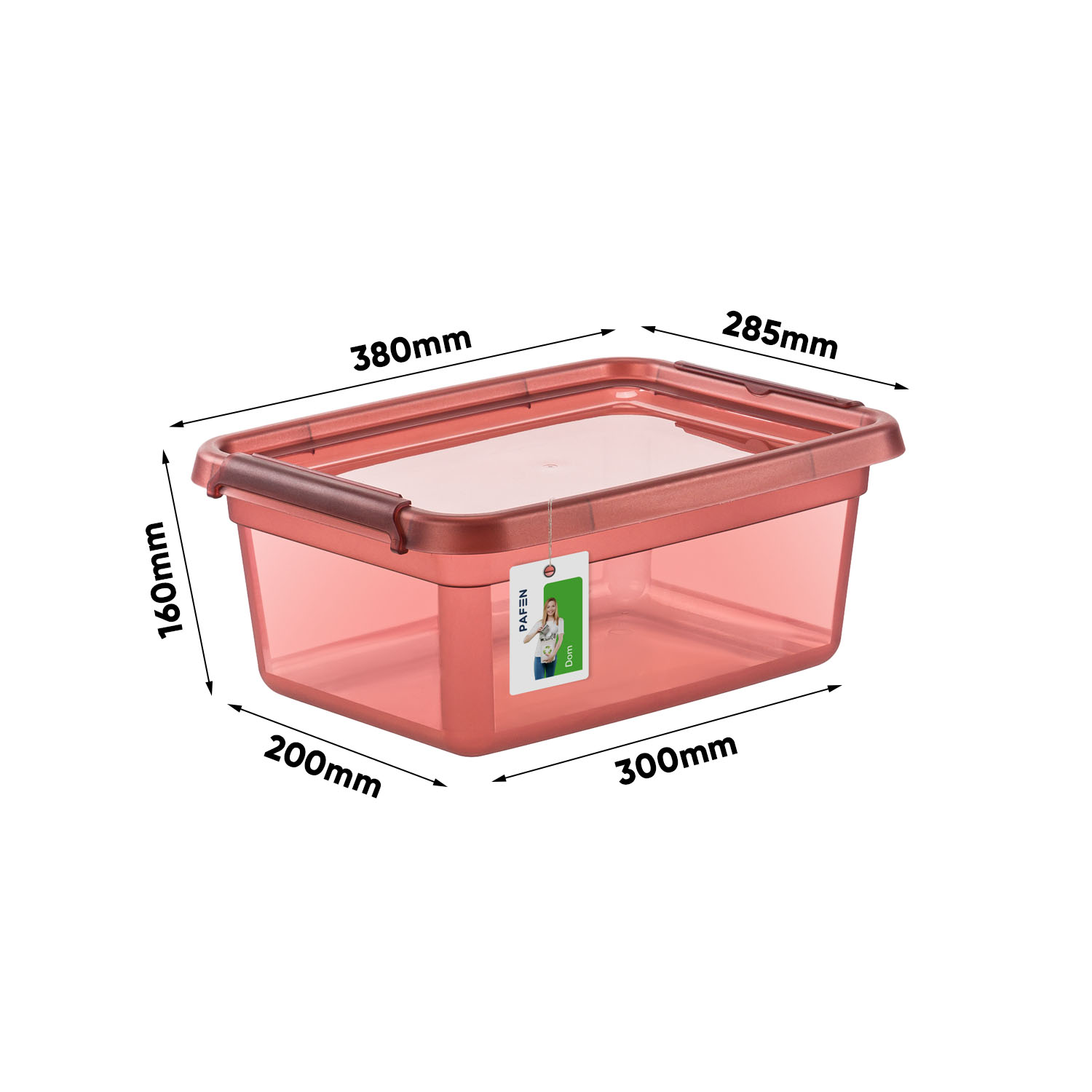 Wymiary BaseStore Color 2522 Transparenter rosa Vorratsbehälter (1)