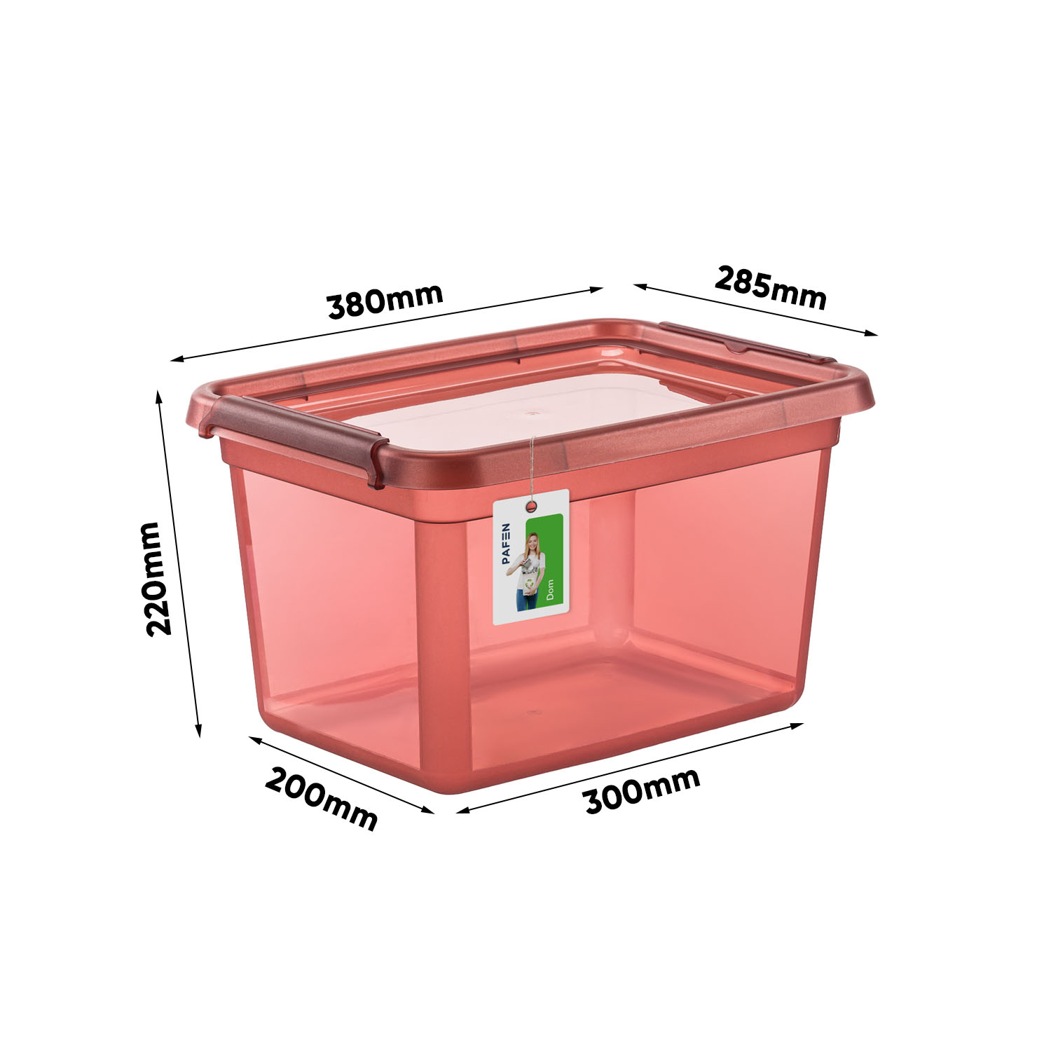 Wymiary Pojemnik do przechowywania BaseStore Color 2552 Transparent różowy (1)