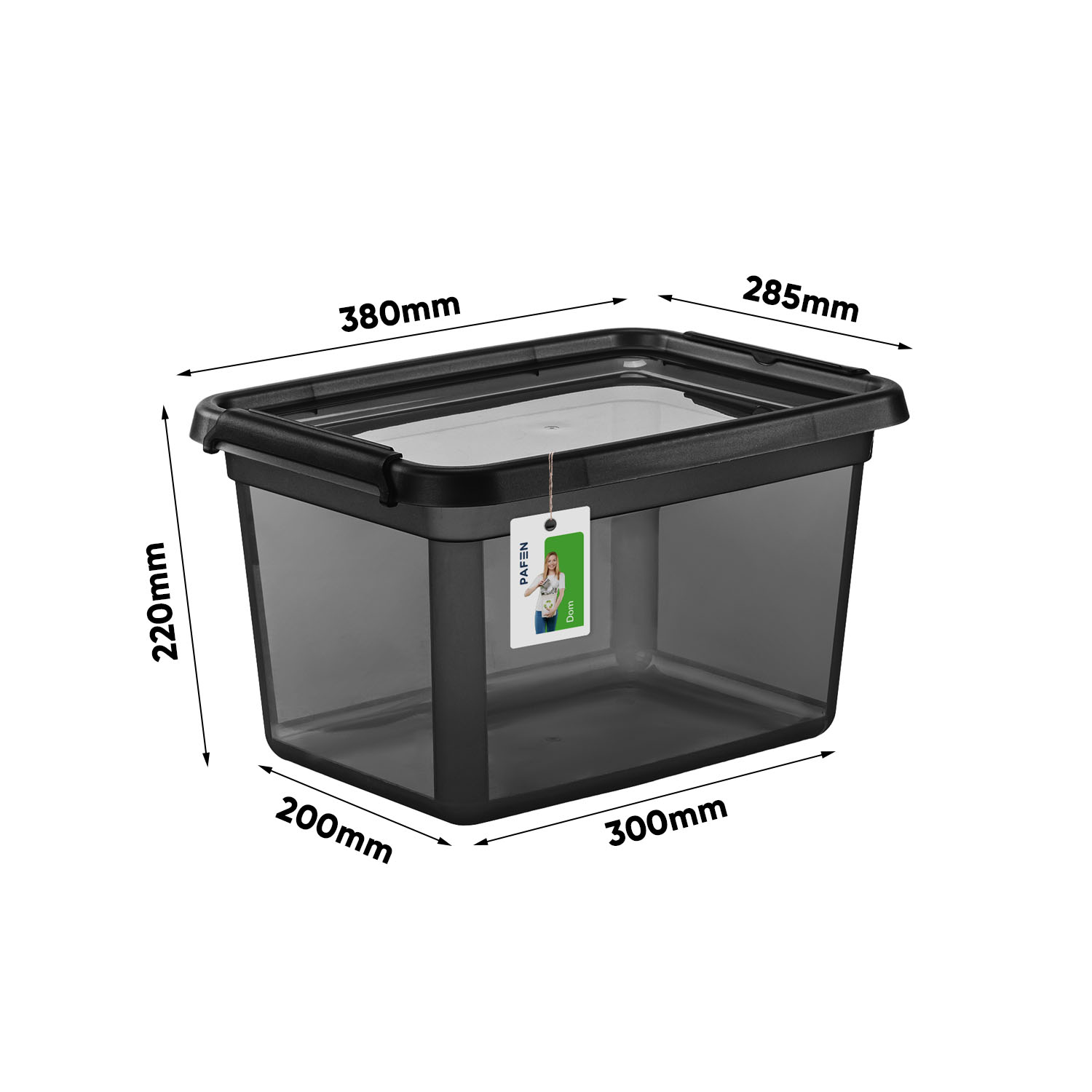 Wymiary BaseStore Color 2552 Transparent black storage container (1)
