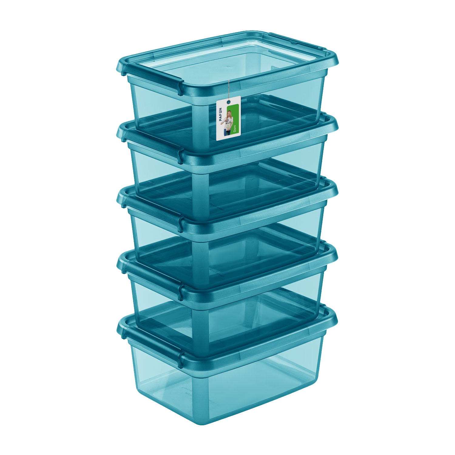 BaseStore Color 2522 Transparent blue storage container set