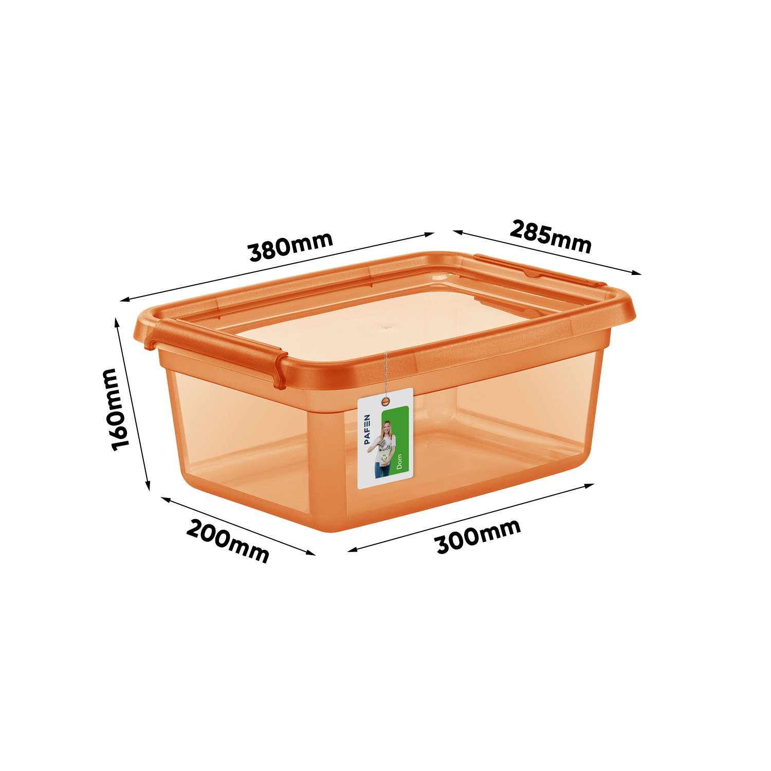 Wymiary BaseStore Color 2522 Transparentes orangefarbenes Vorratsbehälter-Set (1)