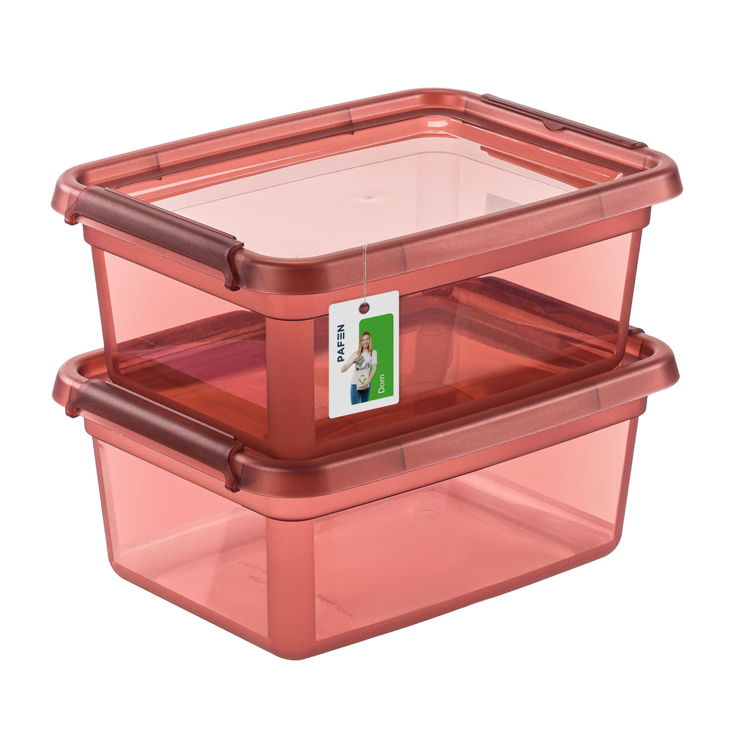 BaseStore Color 2522 Transparent maroon storage container set