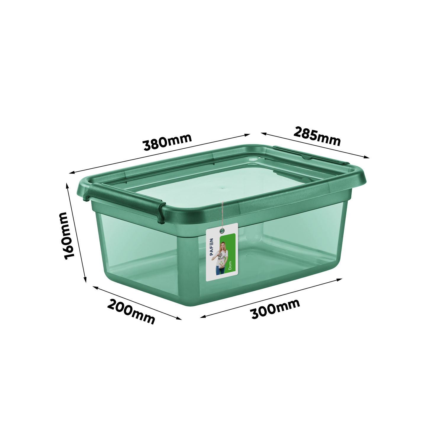 Wymiary Zestaw pojemników do przechowywania BaseStore Color 2522 Transparent zielony (1)