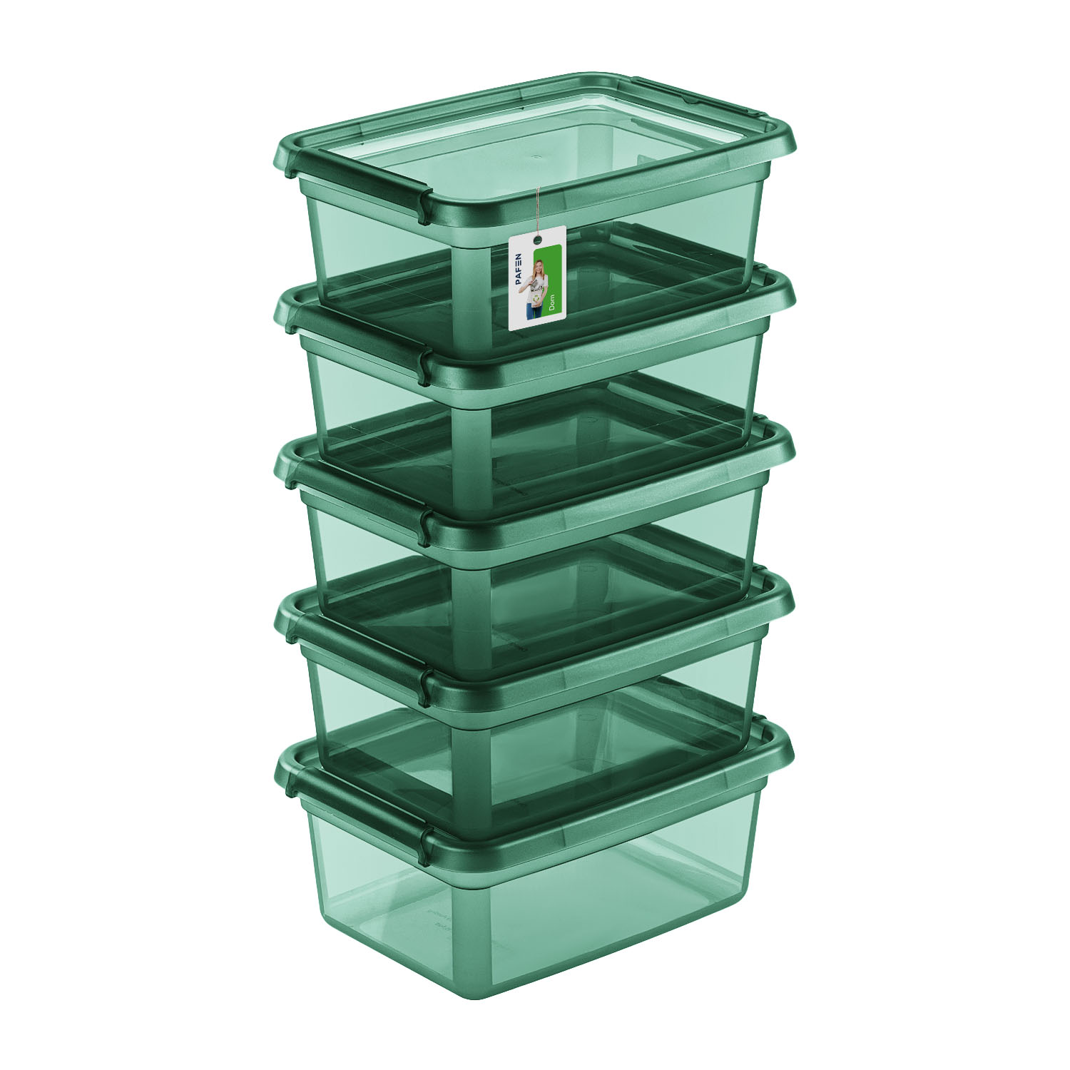 BaseStore Color 2522 Transparent green storage container set