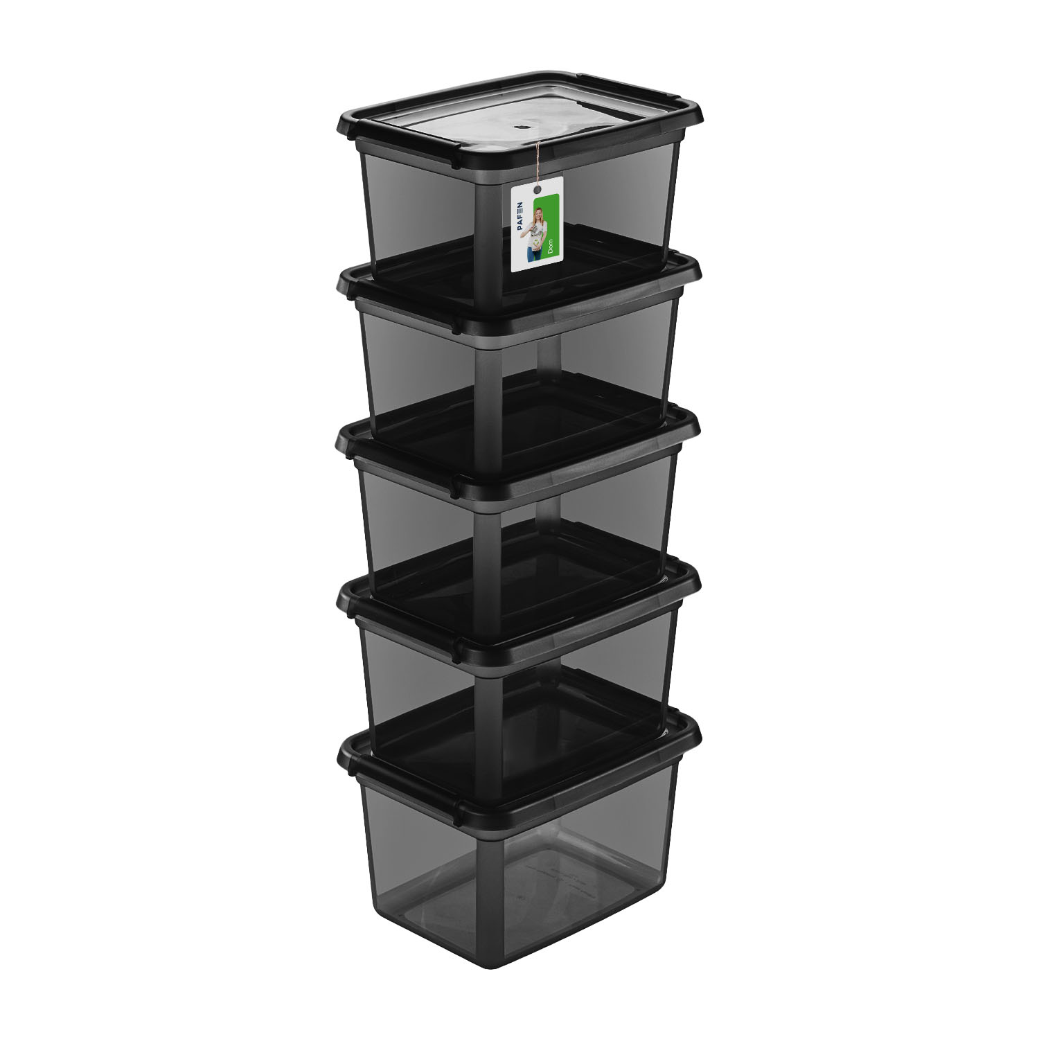 BaseStore Color 2552 Transparent black storage container set