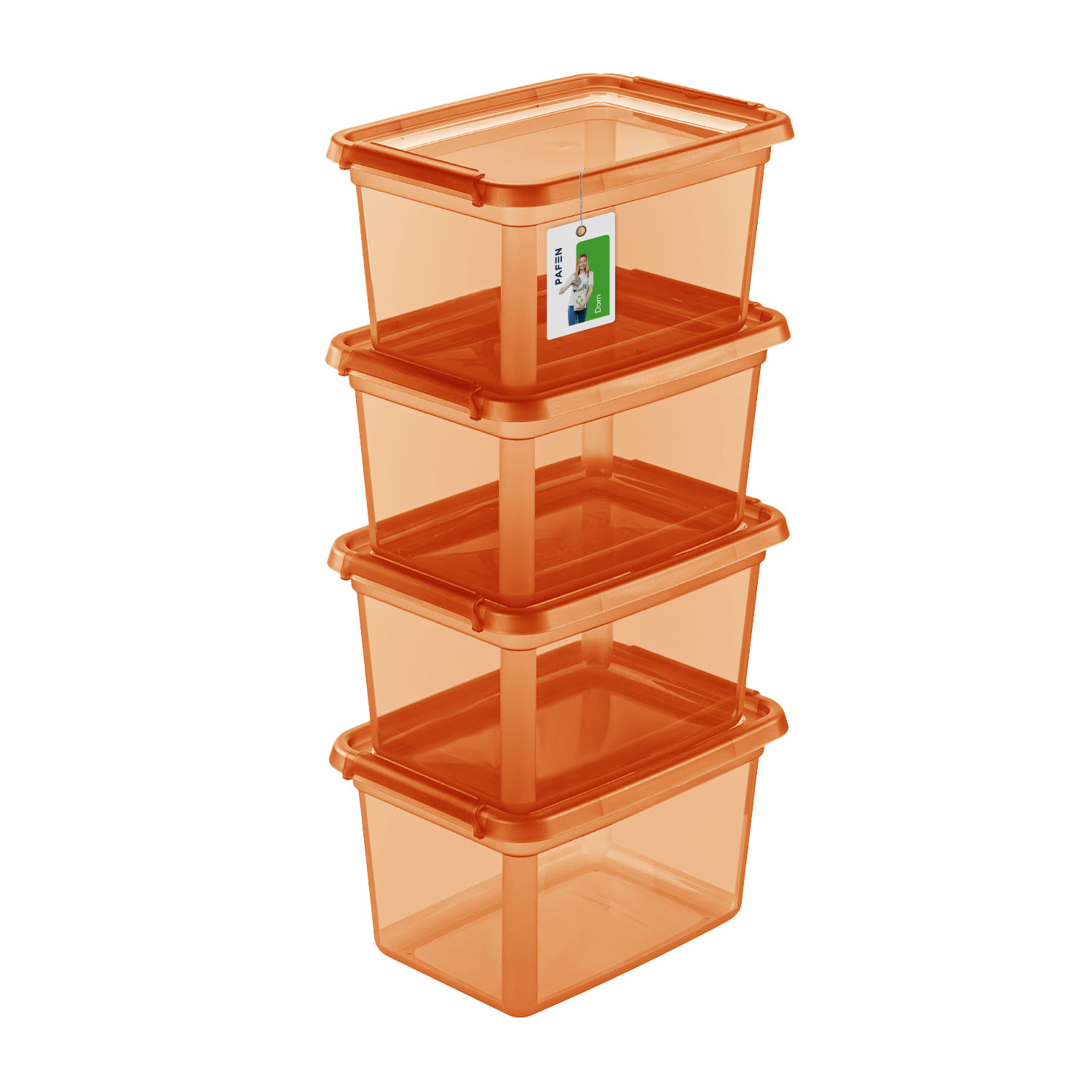 BaseStore Color 2552 Transparentes orangefarbenes Vorratsbehälter-Set