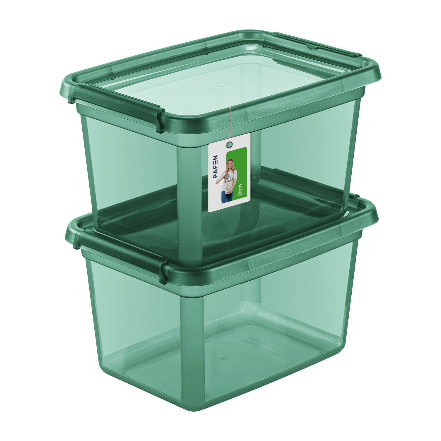 Zestaw pojemników do przechowywania BaseStore Color 2552 Transparent zielony