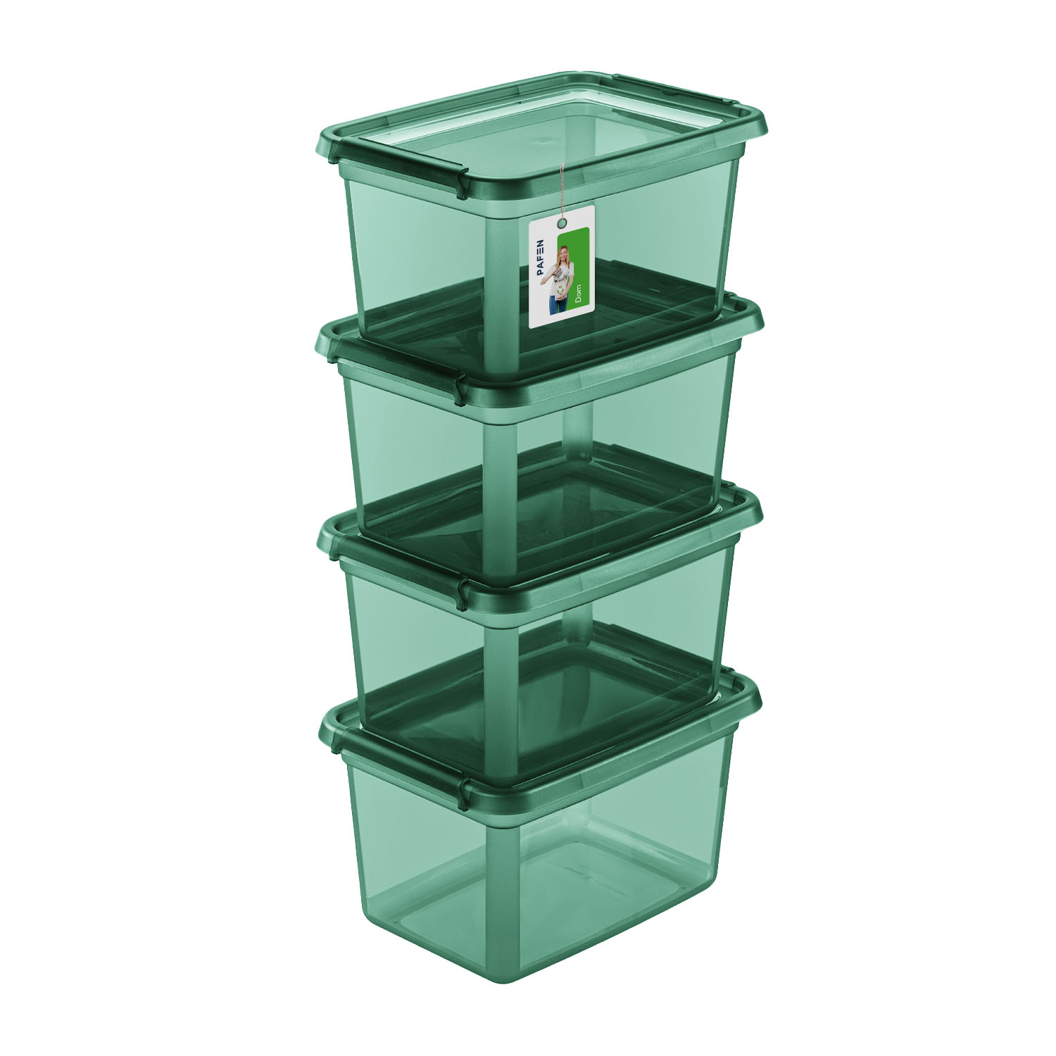 BaseStore Color 2552 Transparent green storage container set