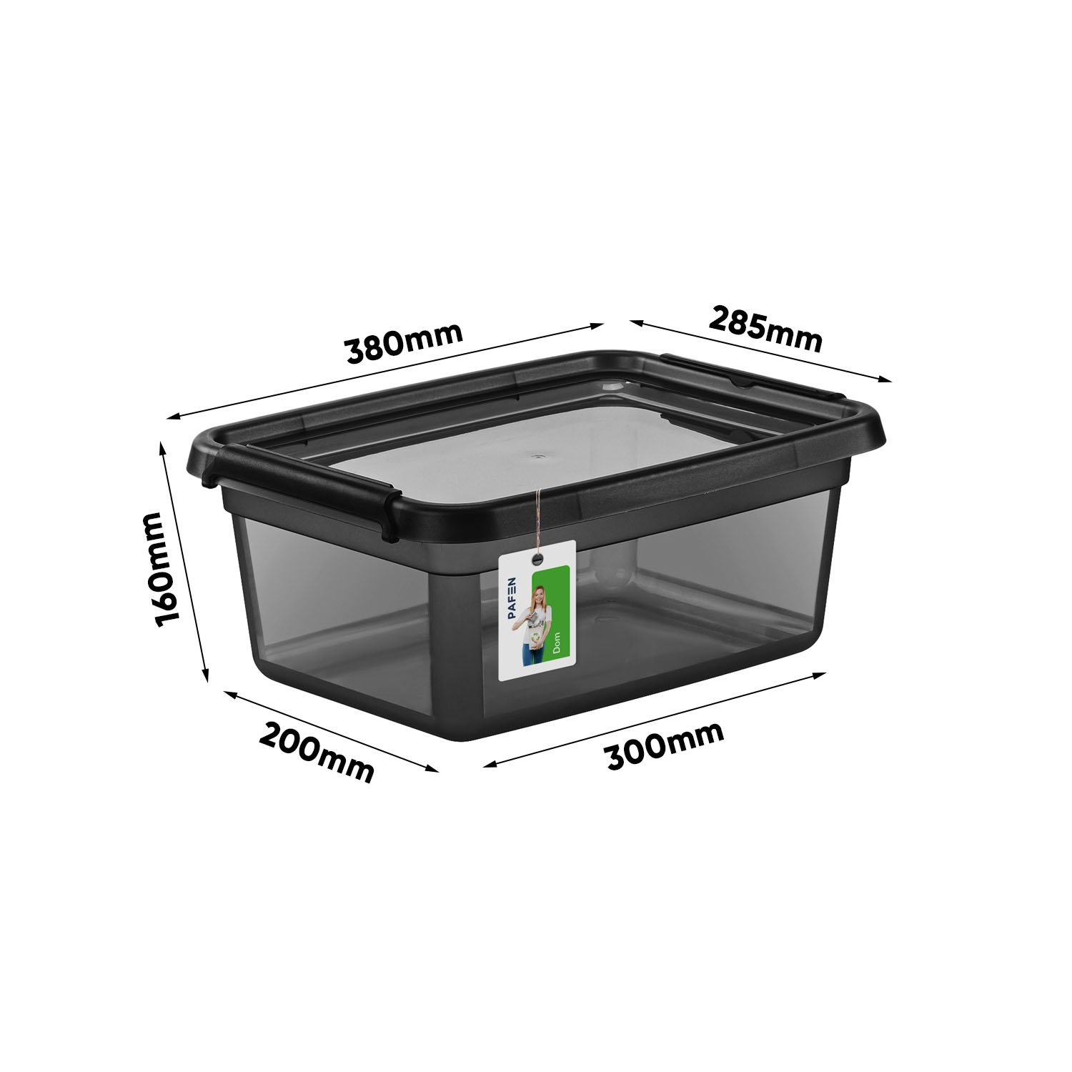 Wymiary BaseStore Color SET1 Transparentes schwarzes Vorratsbehälter-Set (1)