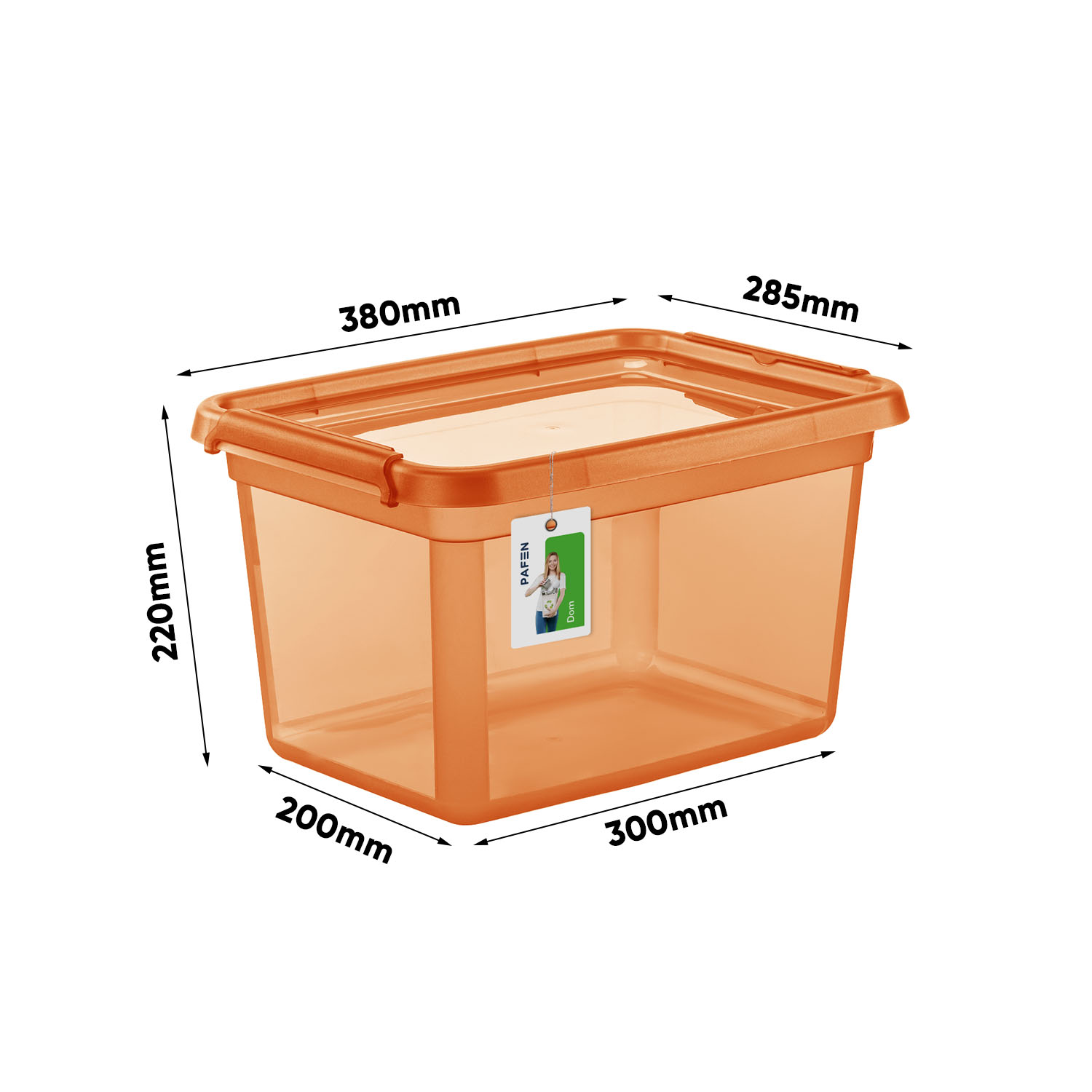 Wymiary BaseStore Color SET1 Transparentes orangefarbenes Vorratsbehälter-Set (2)