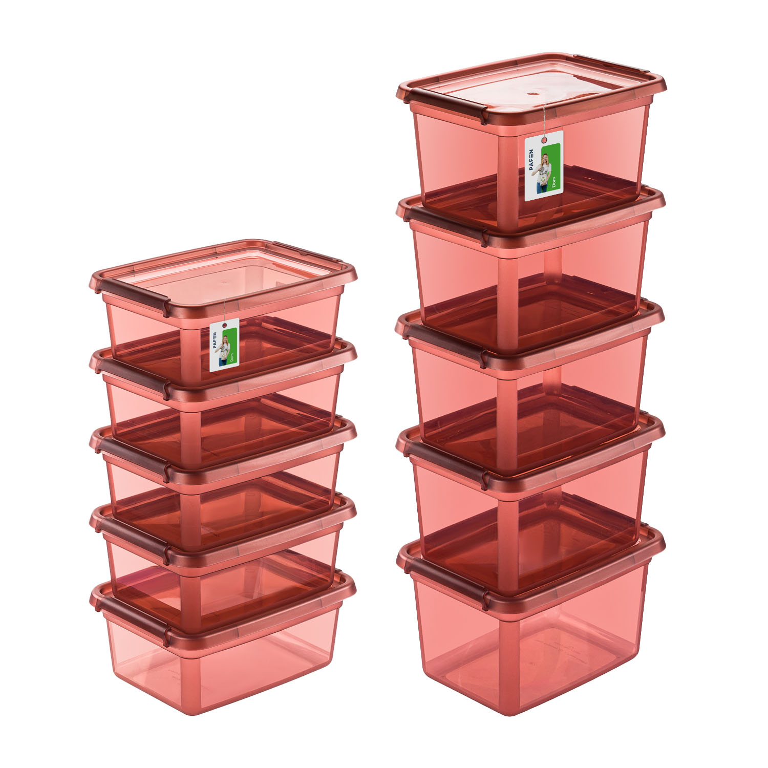 BaseStore Color SET1 Transparent maroon storage container set