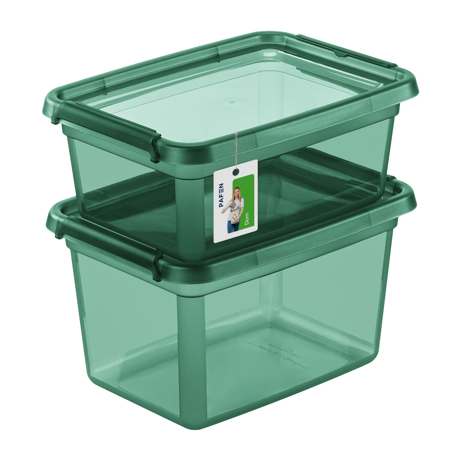 Zestaw pojemników do przechowywania BaseStore Color SET1 Transparent zielony