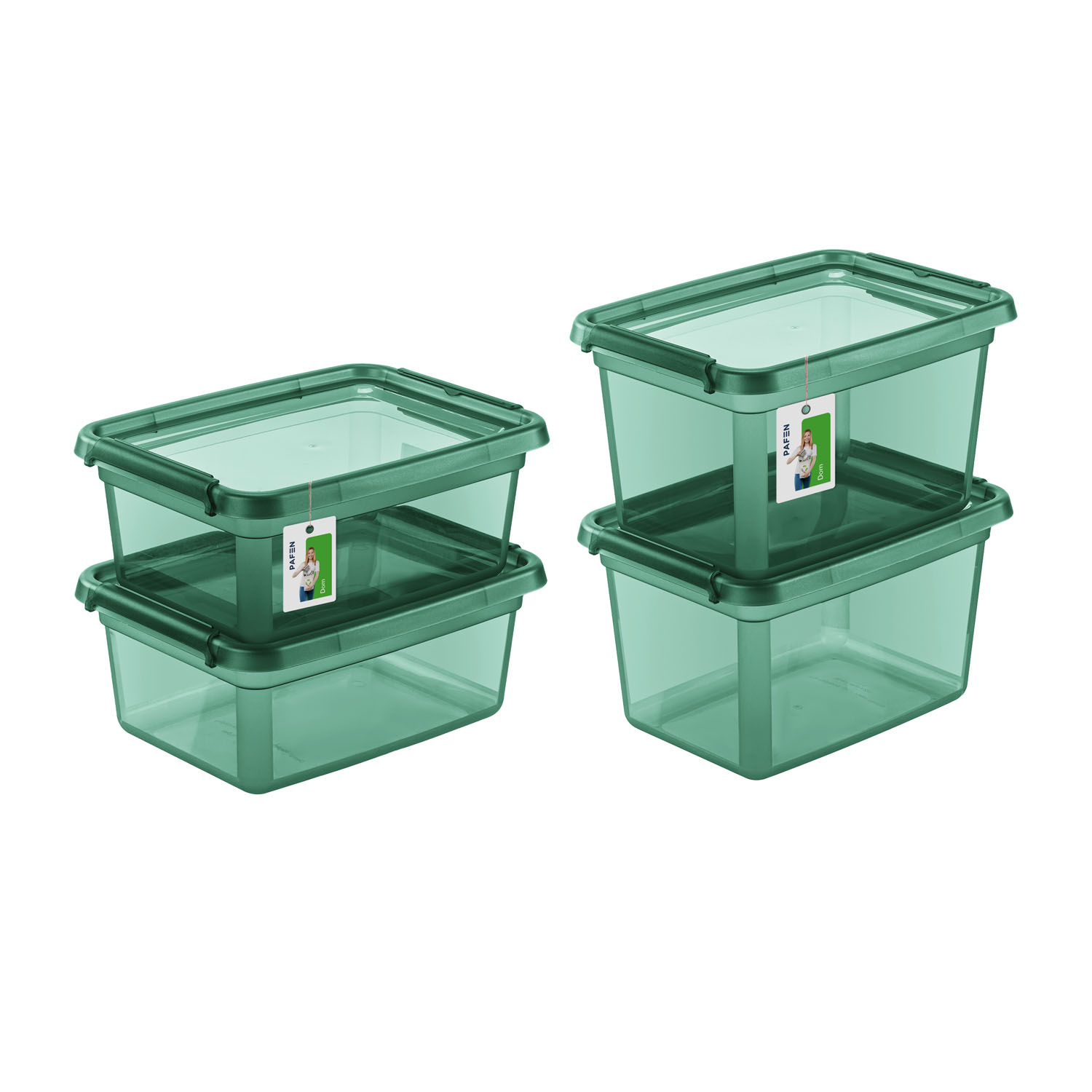 BaseStore Color SET1 Transparentes grünes Vorratsbehälter-Set