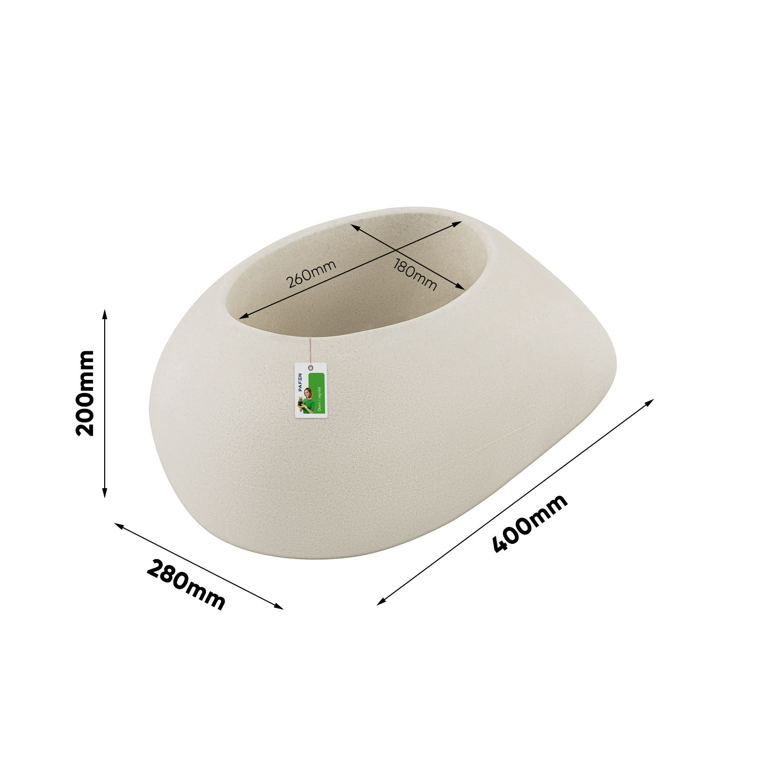 Wymiary Doniczka Yeke TY40-101GR Piaskowy (1)