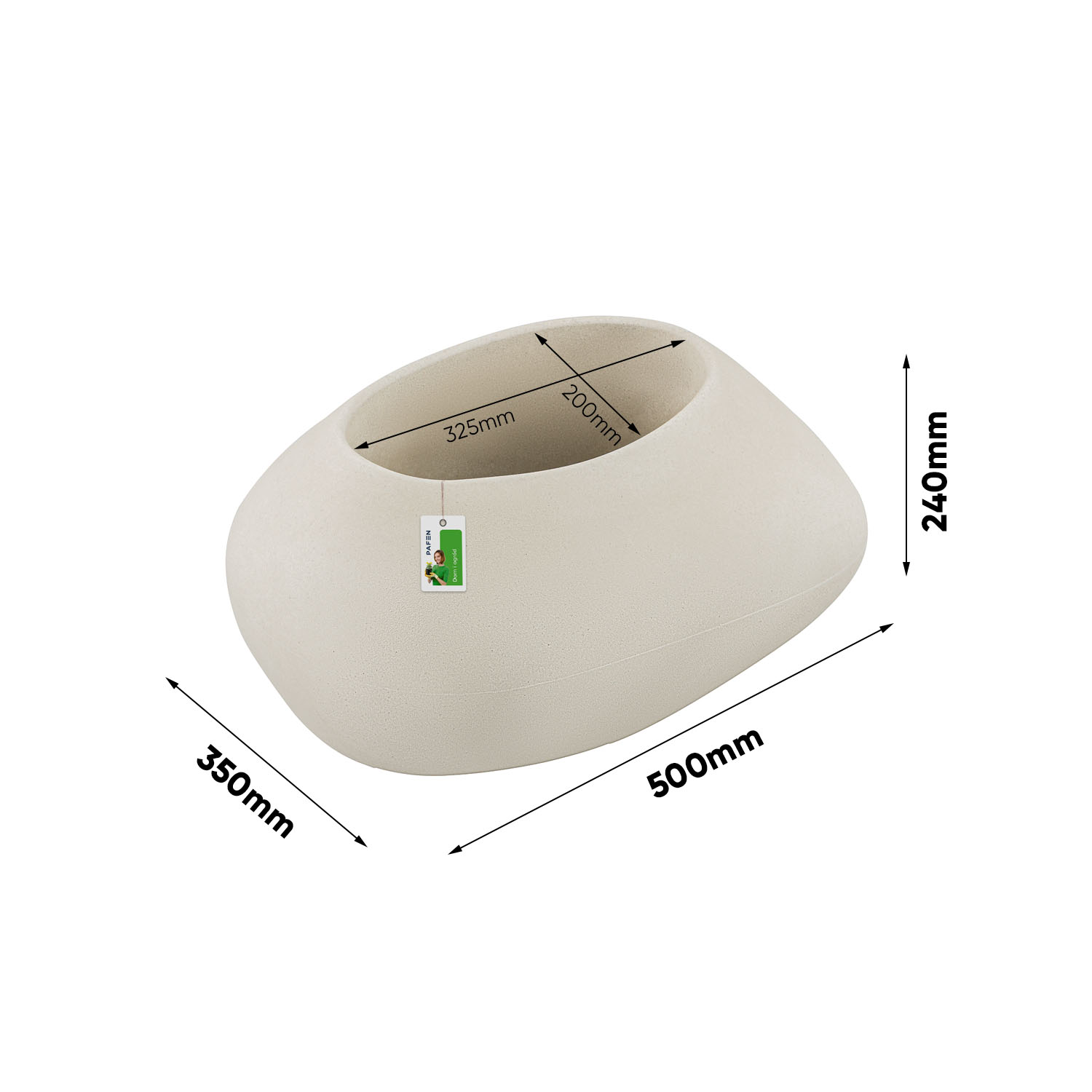 Wymiary Doniczka Yeke TY50-101GR Piaskowy (1)