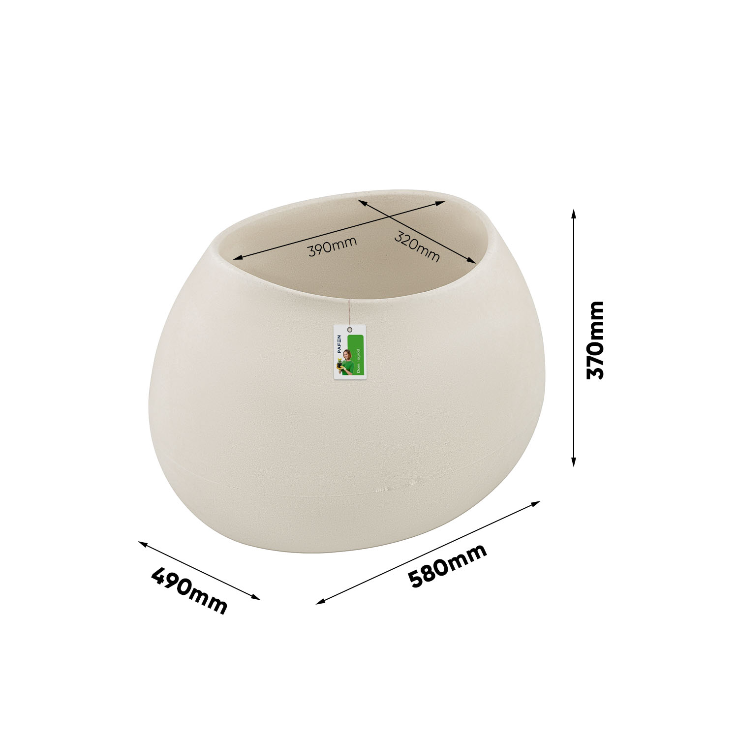 Wymiary Doniczka Evolia TEV60-101GR Piaskowy (1)